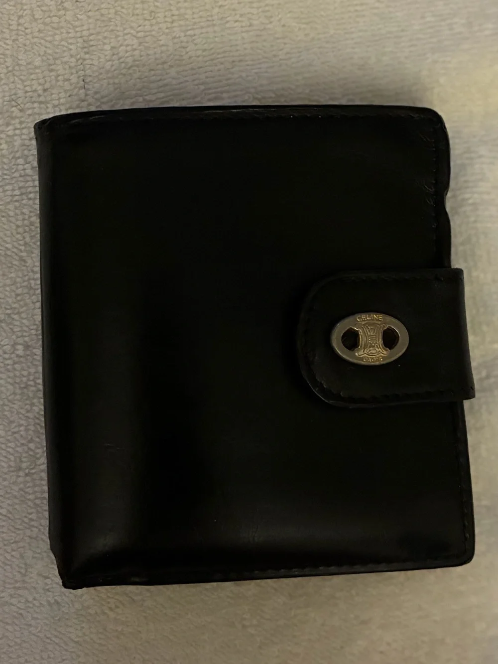 Vintage Celine Bifold Black Leather Wallet - Triomphe Logo